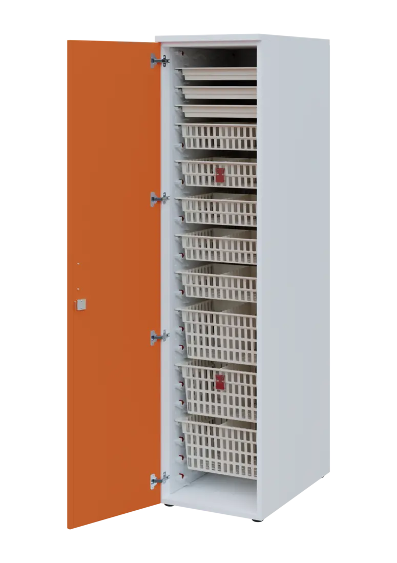 EUROMEDICA D - 46 ABS skříň léková boxová, 1-dveřová, levá, 1950x460x735, korpus bílý, dvířka mandar